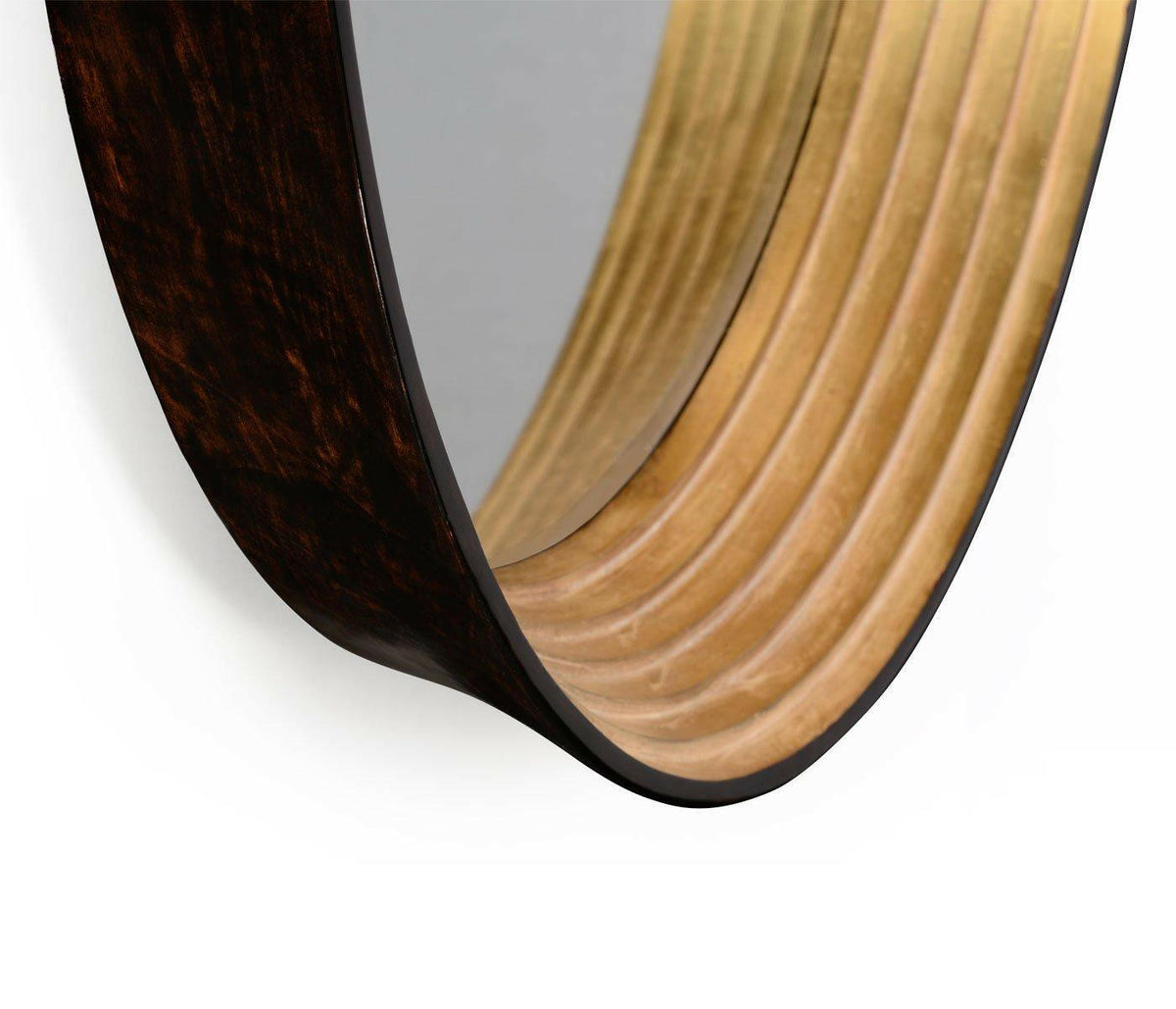 Jonathan Charles Round Mirror Modernist - Gold Leaf.