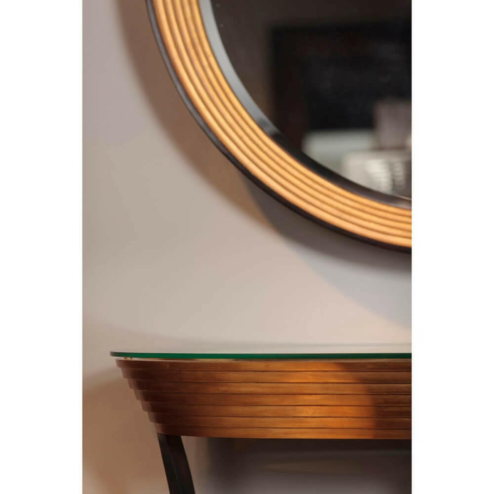Jonathan Charles Round Mirror Modernist - Gold Leaf.