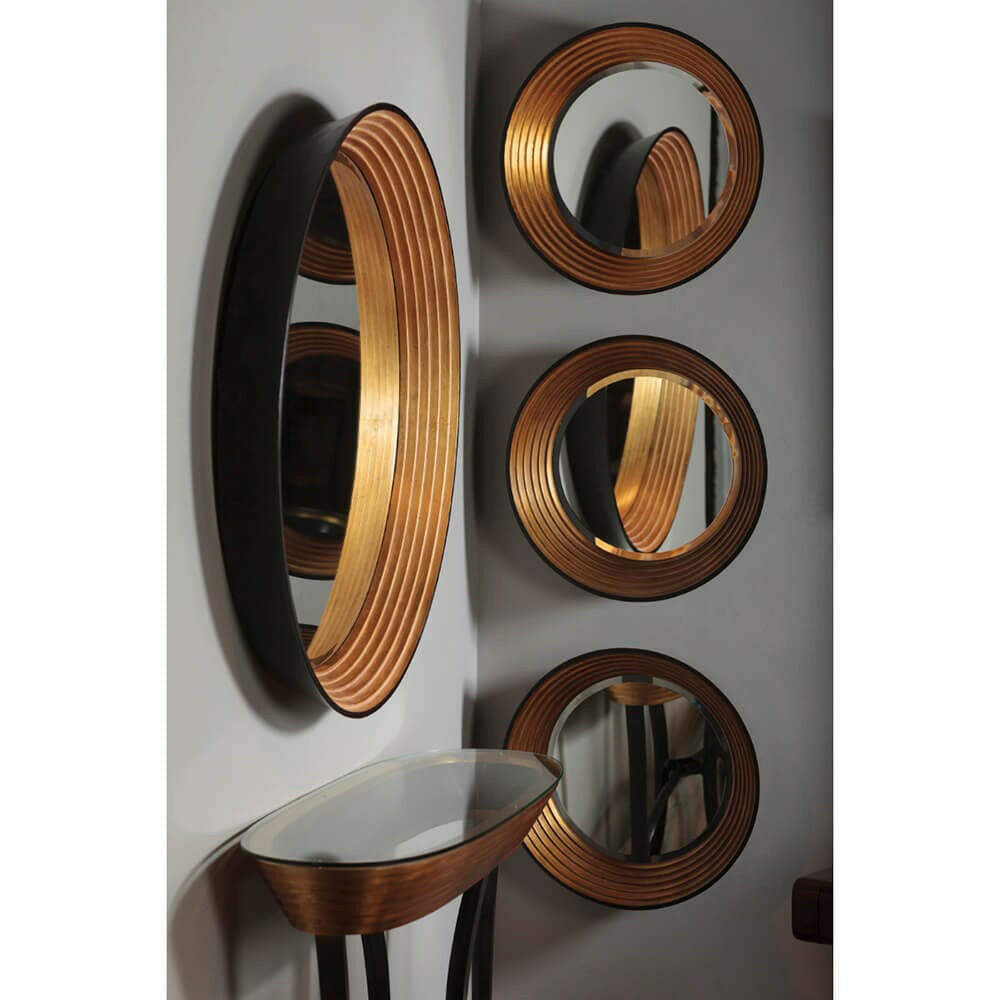 Jonathan Charles Round Mirror Modernist - Gold Leaf.