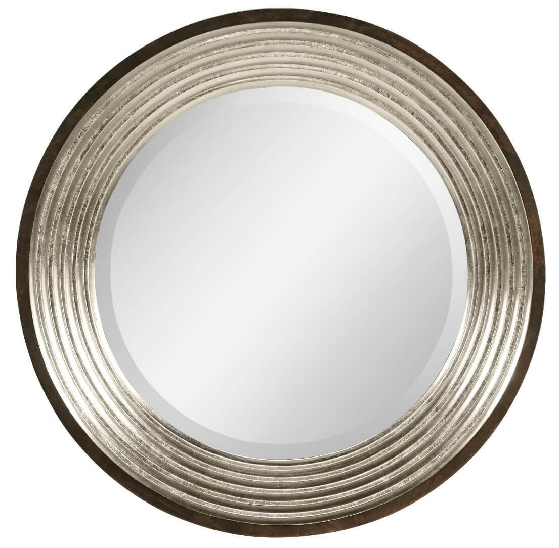 Jonathan Charles Silver Espresso Round Wall Mirror.