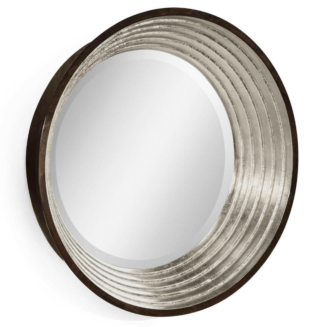 Jonathan Charles Silver Espresso Round Wall Mirror.