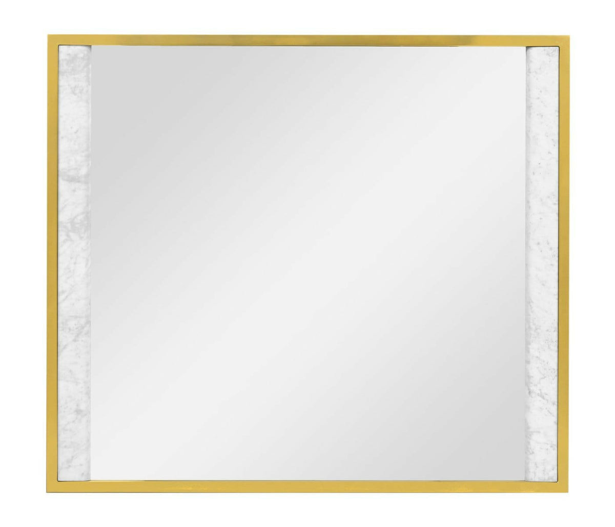 Jonathan Charles Square Wall Mirror with White Marble Edge.