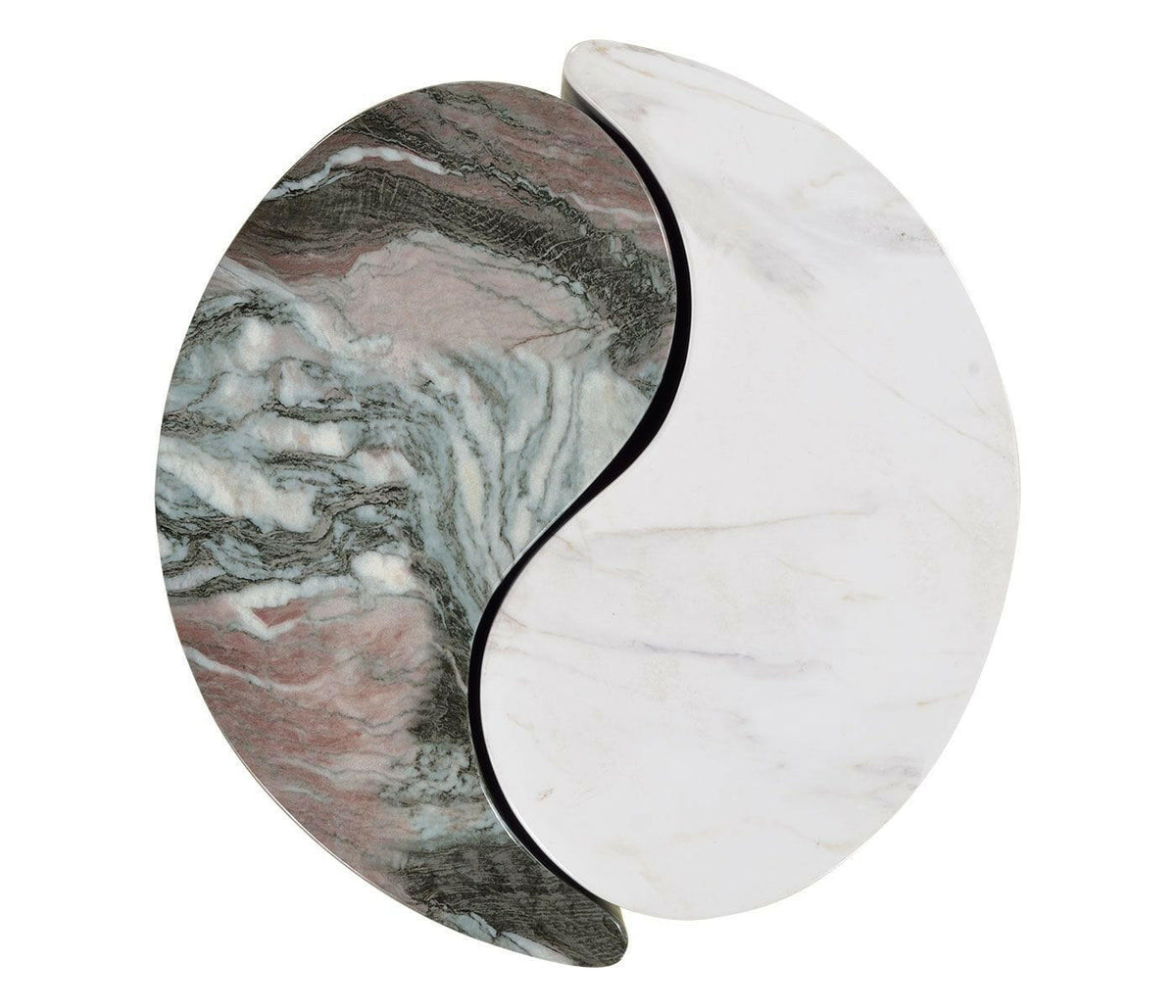 Jonathan Charles Charles Outdoor Circular Yin Yang Drinks Table in Faux Marble.