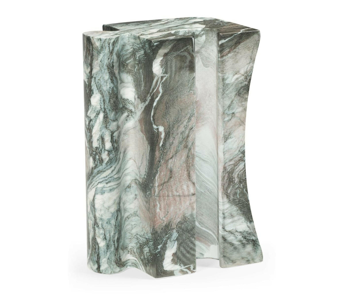 Jonathan Charles Charles Outdoor Puzzle Piece Side Table in Faux Black Marble.