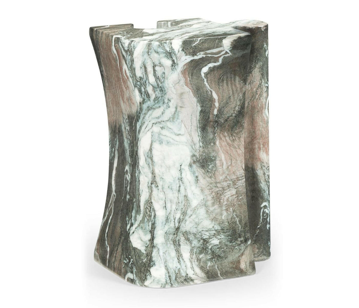 Jonathan Charles Charles Outdoor Puzzle Piece Side Table in Faux Black Marble.