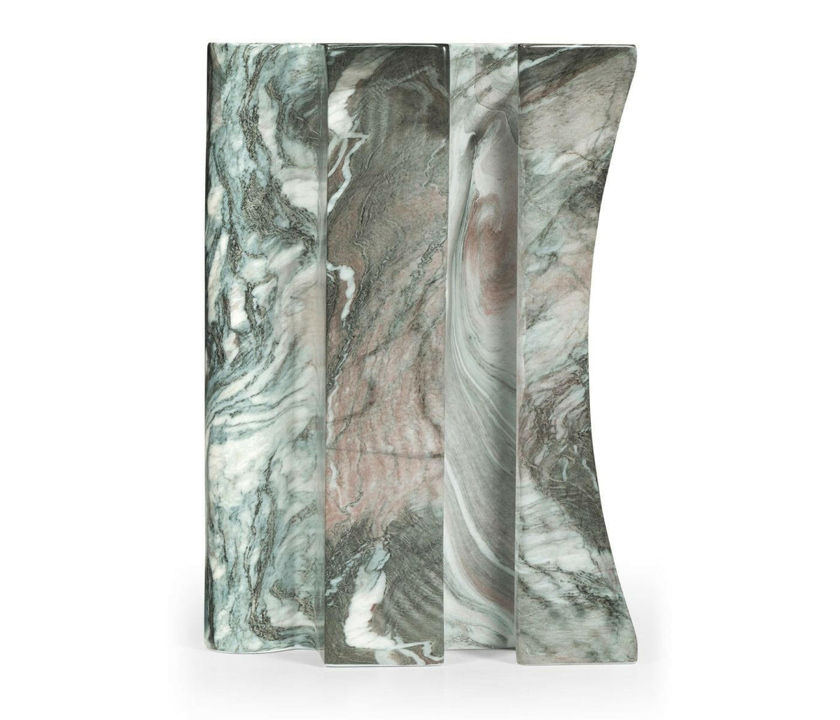 Jonathan Charles Charles Outdoor Puzzle Piece Side Table in Faux Black Marble.