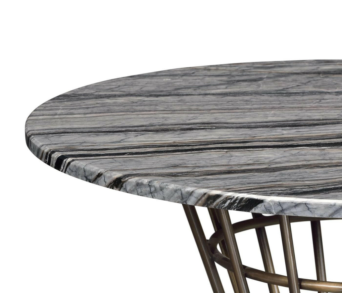 Jonathan Charles Charles Outdoor Round Geometric Brass and Marble Centre Table.