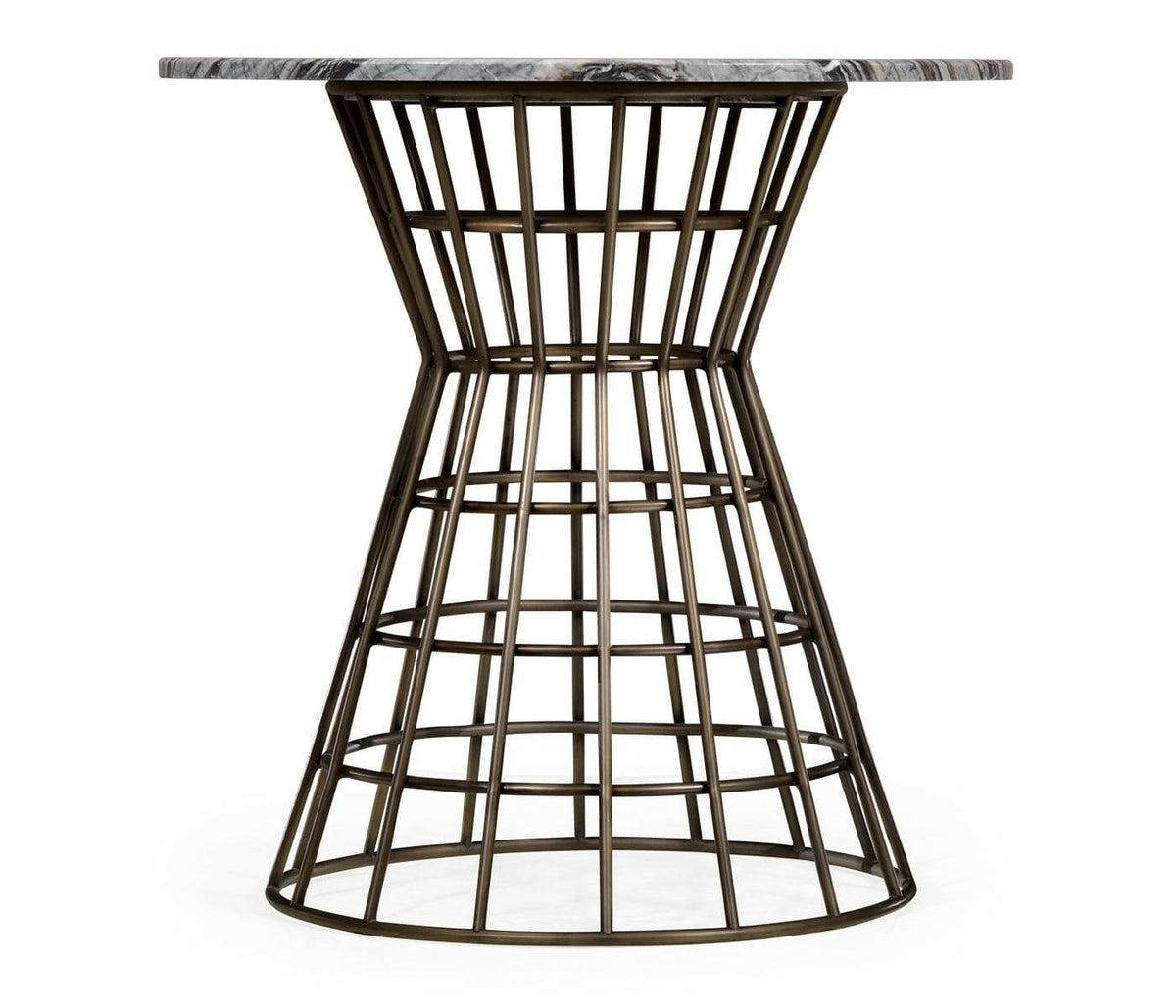 Jonathan Charles Charles Outdoor Round Geometric Brass and Marble Centre Table.