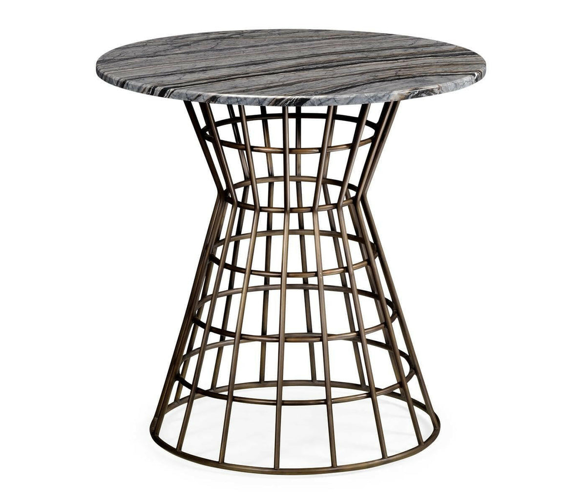 Jonathan Charles Charles Outdoor Round Geometric Brass and Marble Centre Table.