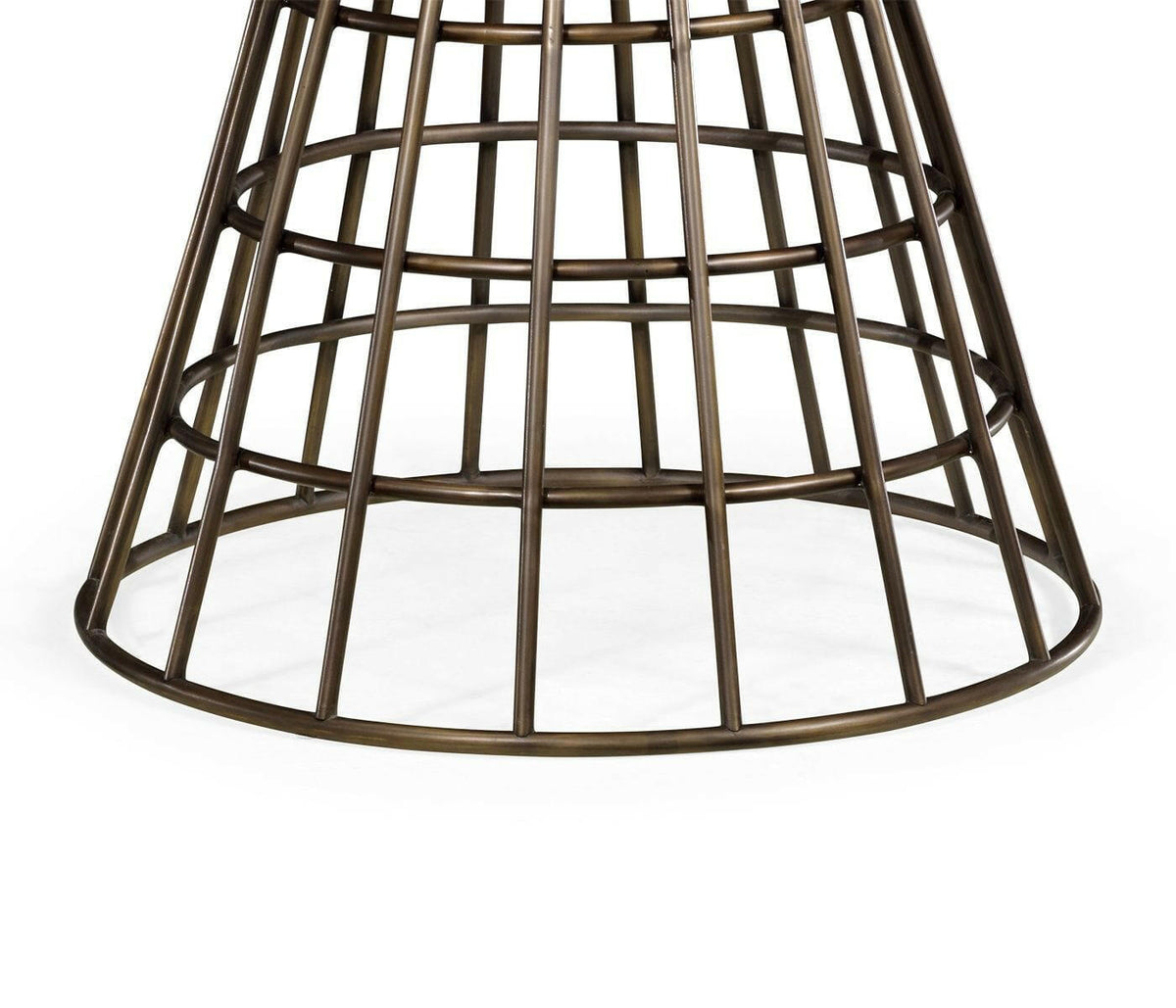 Jonathan Charles Charles Outdoor Round Geometric Brass and Marble Centre Table.