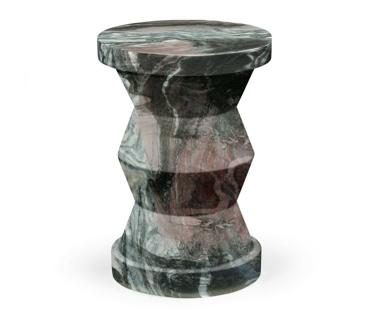 Jonathan Charles Charles Outdoor Round Geometric Wine Table in Faux Black Marble.