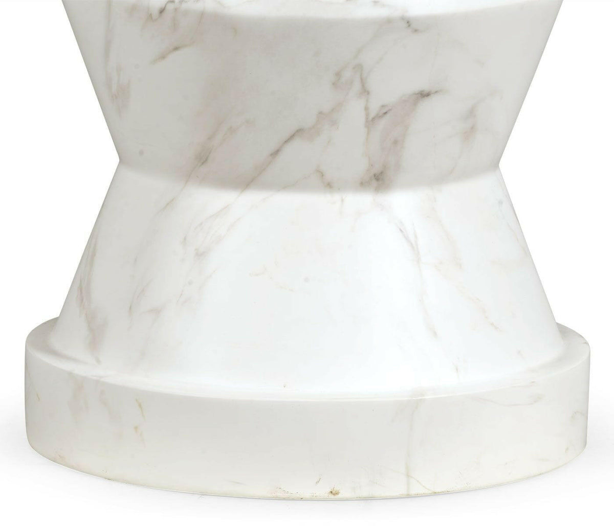 Jonathan Charles Charles Outdoor Round Geometric Wine Table in Faux White Marble.