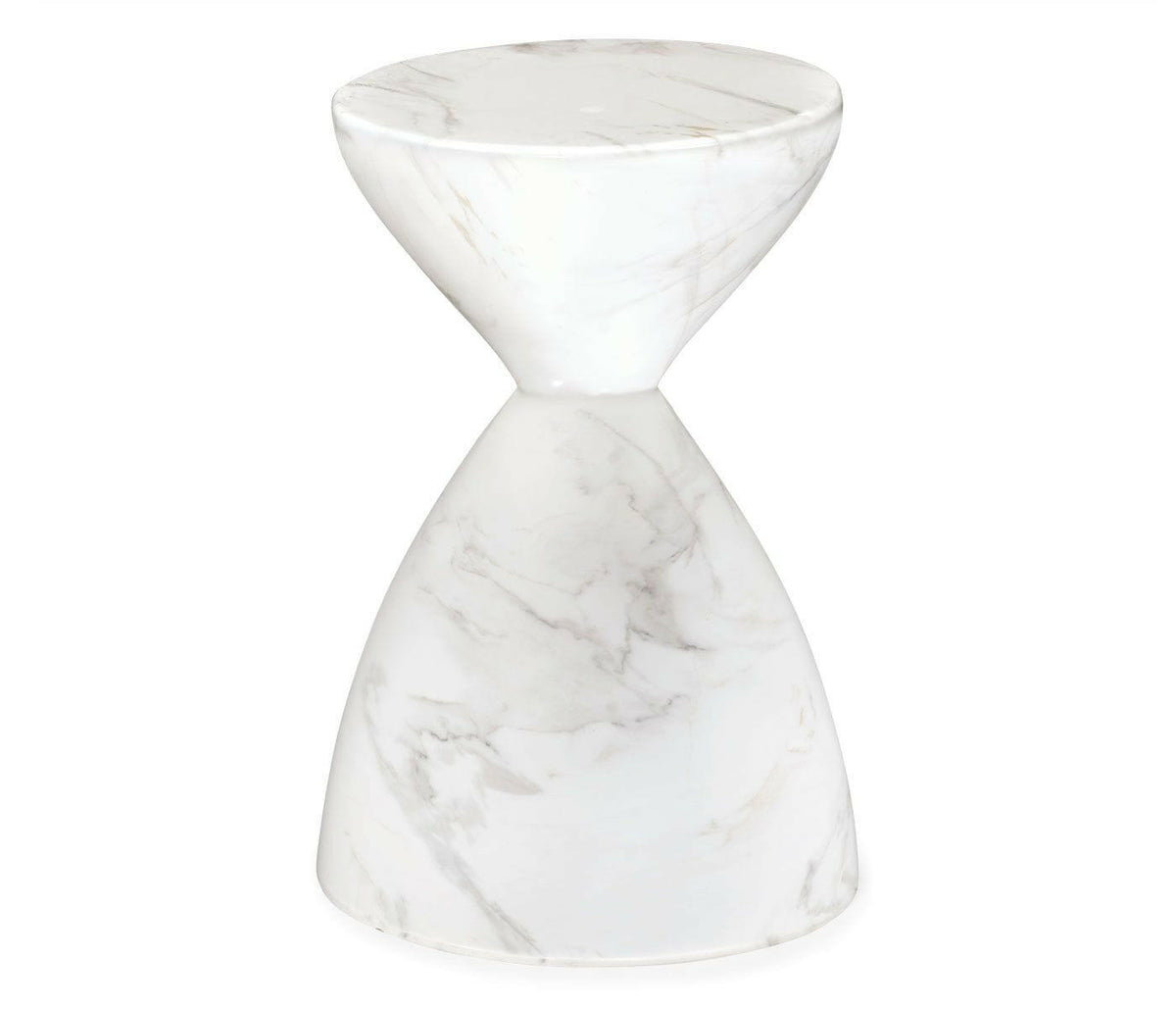 Jonathan Charles Charles Outdoor Round Wine Table in Faux White Marble.