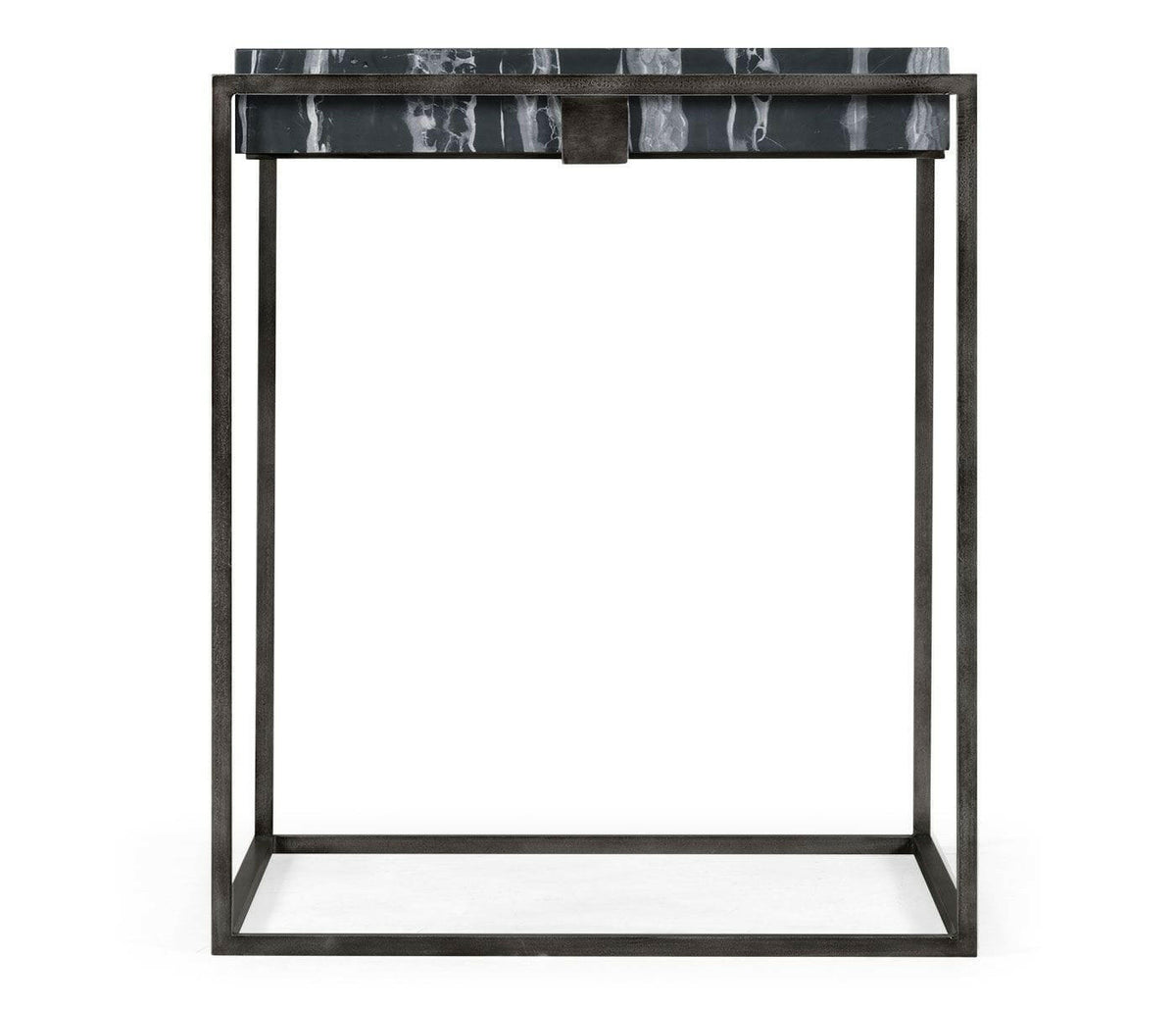 Jonathan Charles Charles Outdoor Square Iron End Table in Faux Black Marble.