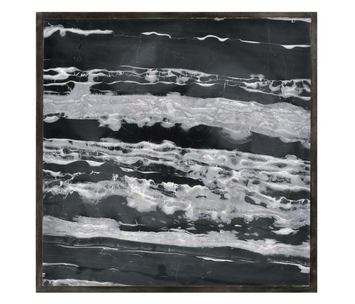 Jonathan Charles Charles Outdoor Square Iron End Table in Faux Black Marble.