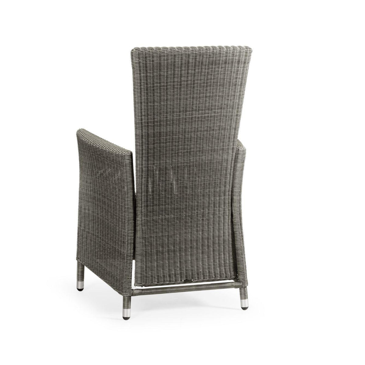 Jonathan Charles Grey Wicker Rattan Dining Chair with Reclining Back.