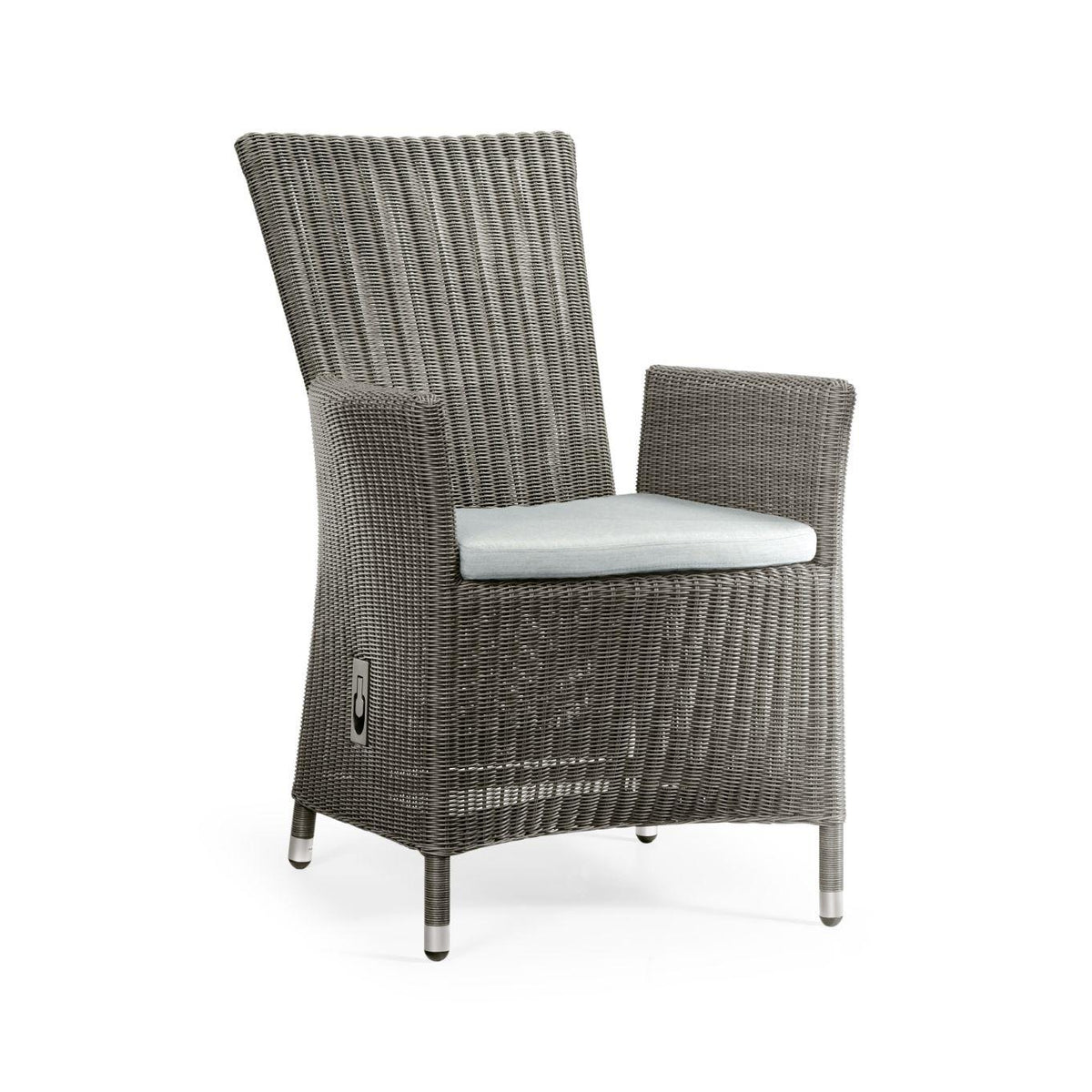 Jonathan Charles Grey Wicker Rattan Dining Chair with Reclining Back.