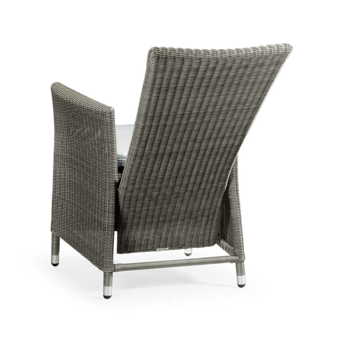 Jonathan Charles Grey Wicker Rattan Dining Chair with Reclining Back.