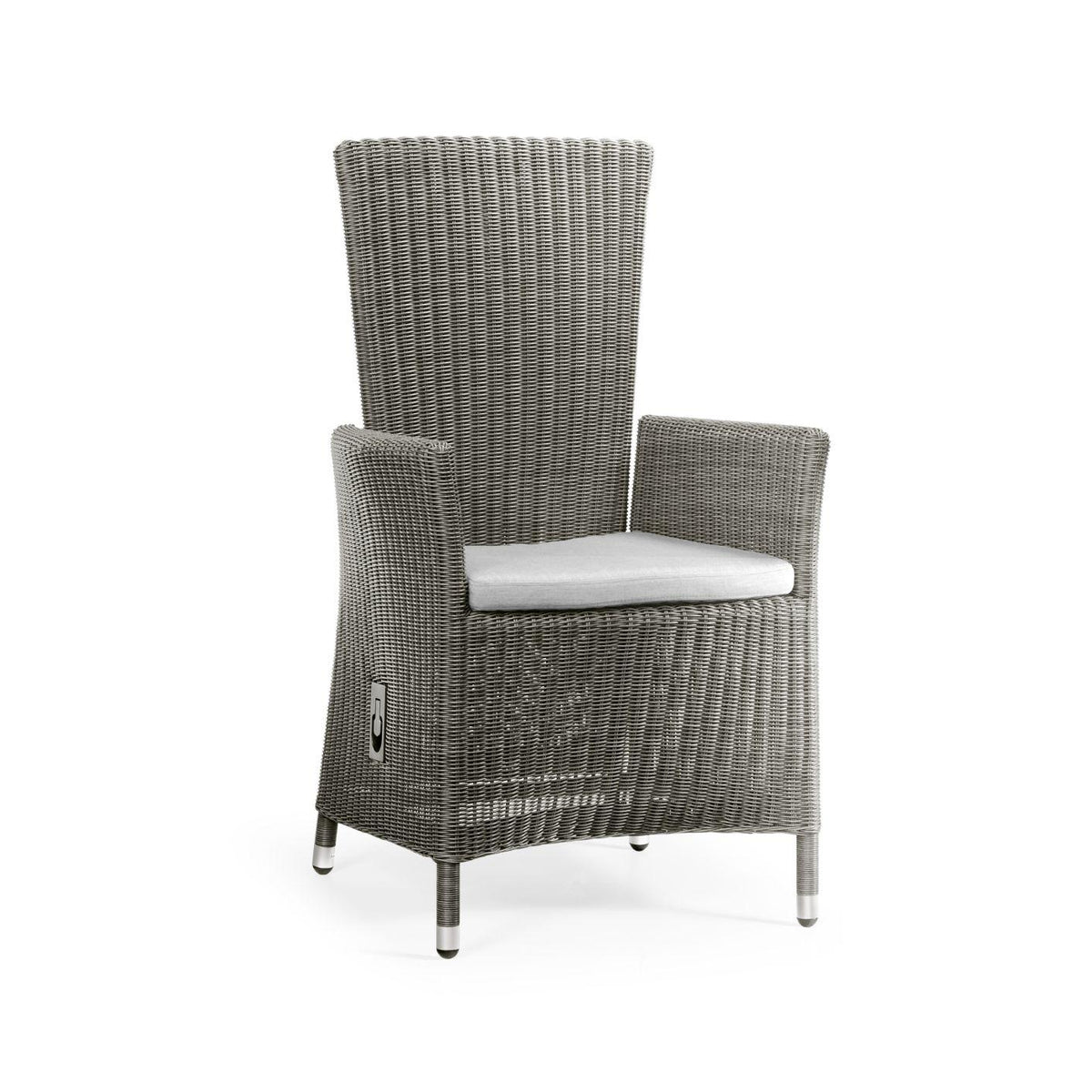 Jonathan Charles Grey Wicker Rattan Dining Chair with Reclining Back.
