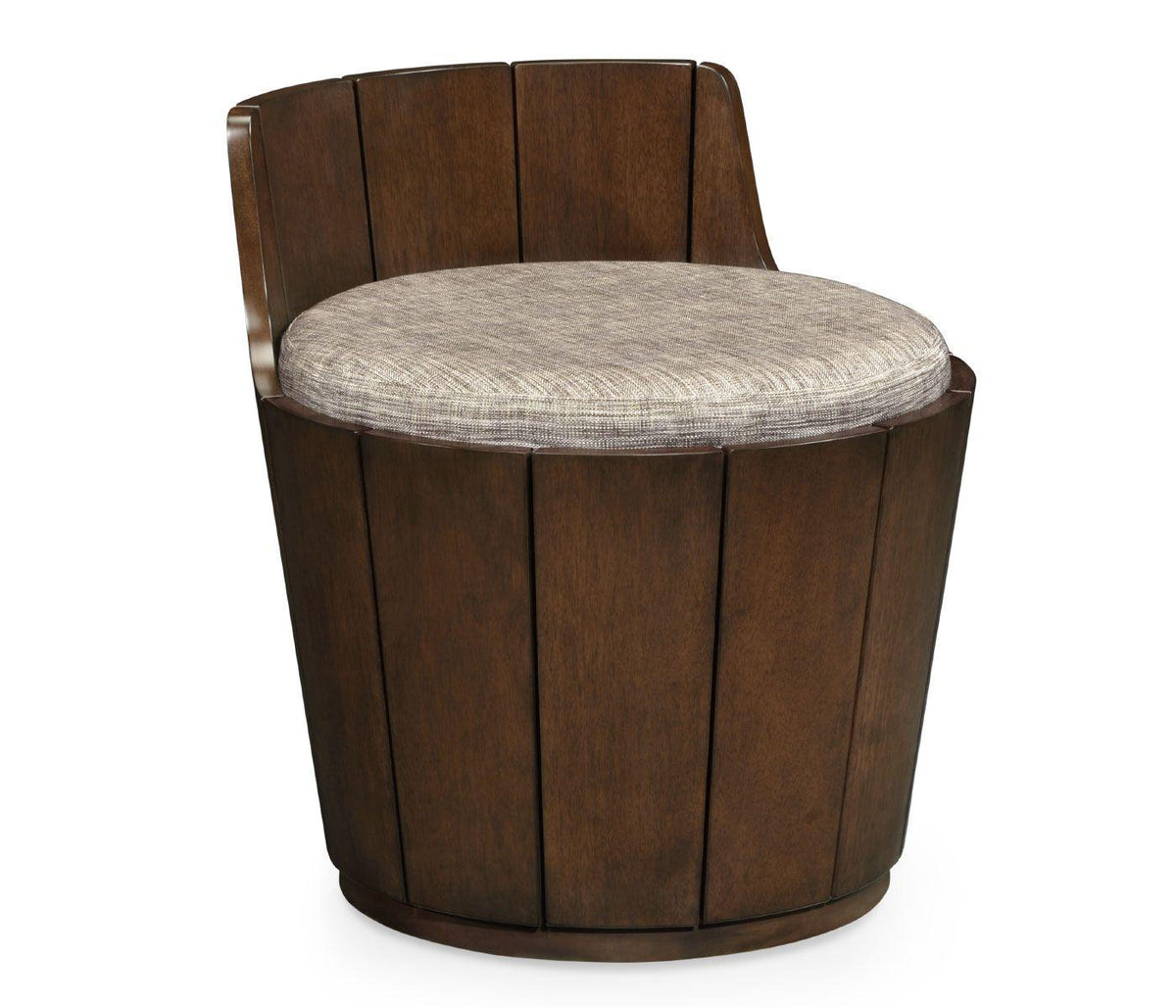 Jonathan Charles Hampton Walnut Storage Bucket Outdoor Stool in Com.