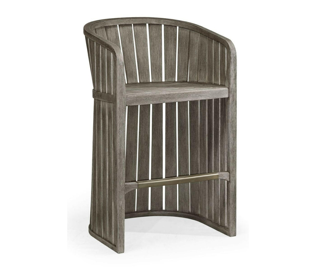 Jonathan Charles Slatted Grey Outdoor Bar Stool.