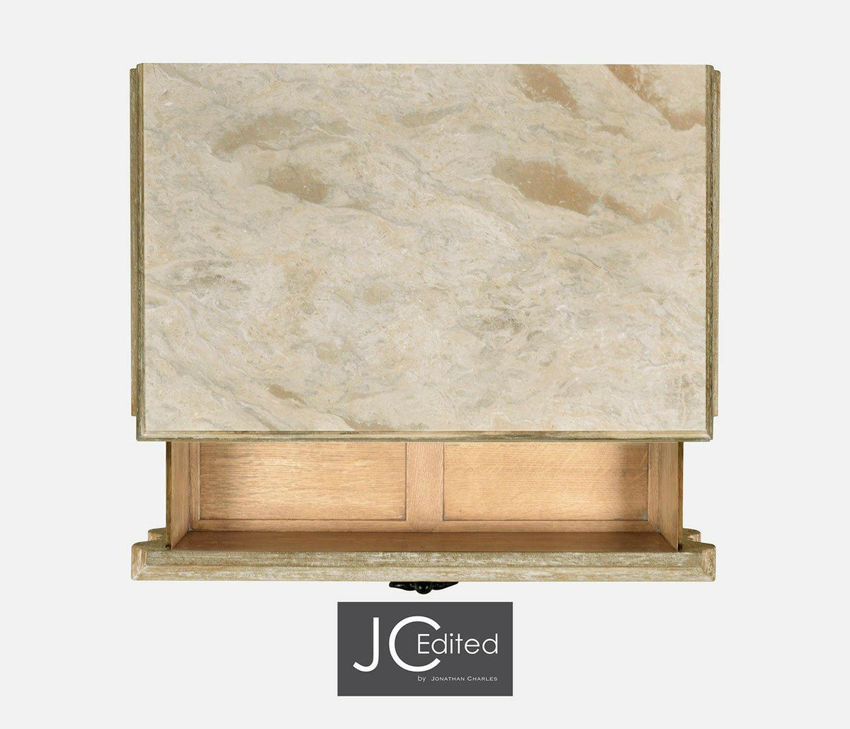 Jonathan Charles Bedside Chest of Drawers Eclectic with Marble Top - Limed Acacia.