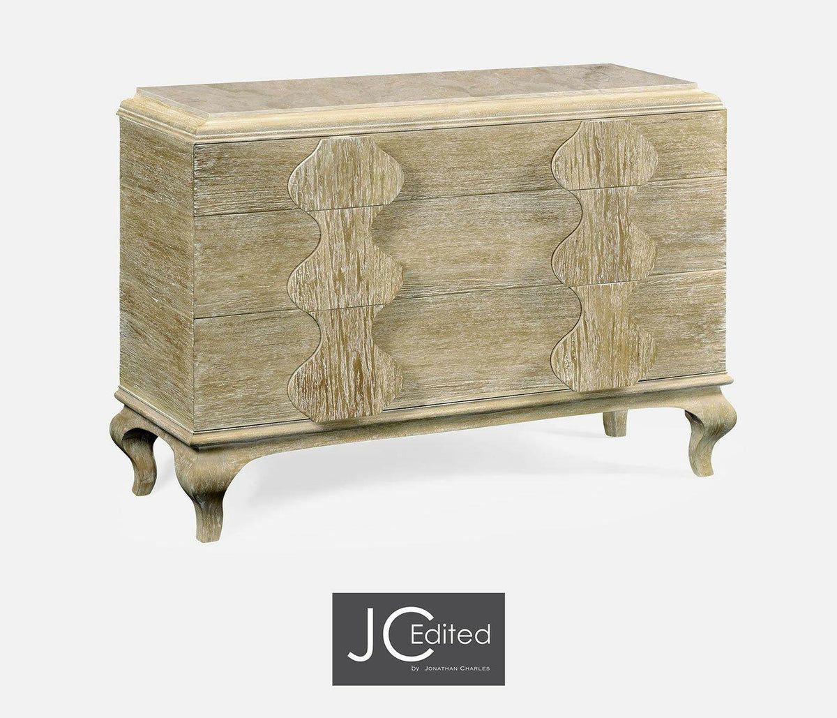 Jonathan Charles Chest of Drawers Eclectic with Marble Top - Limed Acacia.