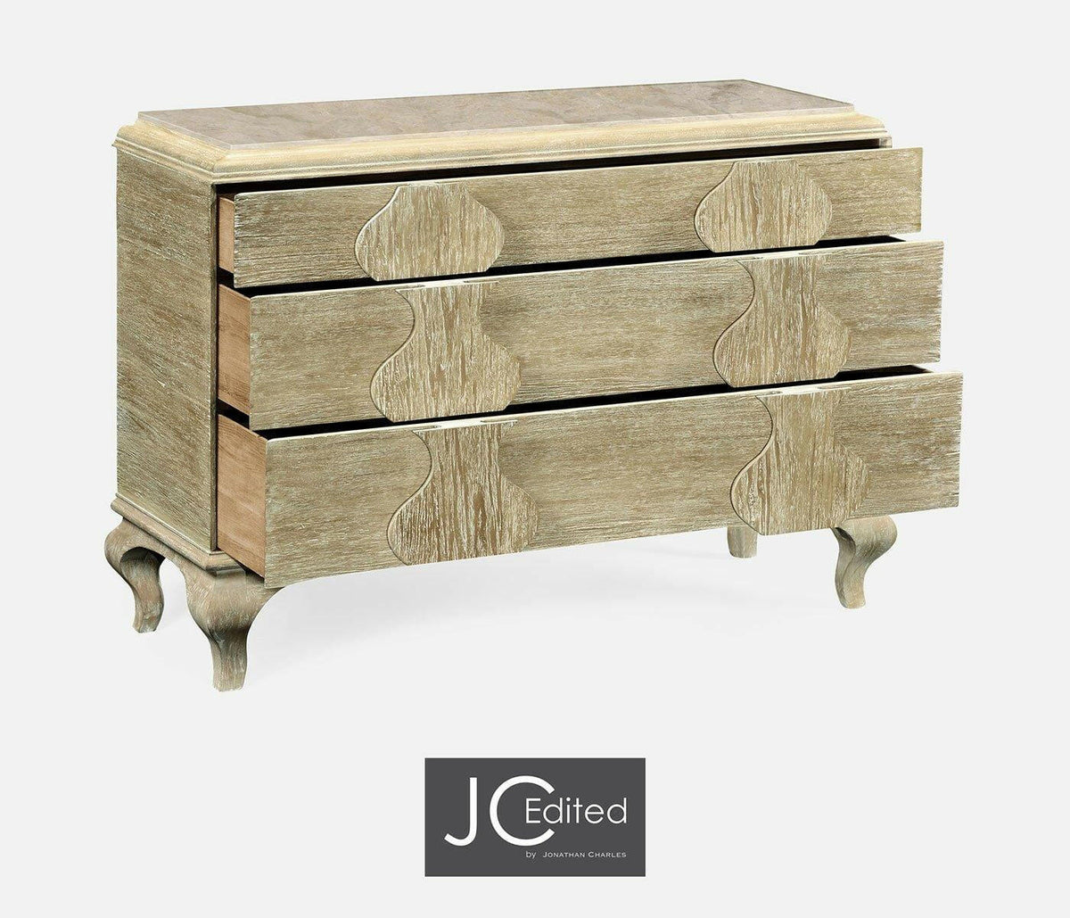 Jonathan Charles Chest of Drawers Eclectic with Marble Top - Limed Acacia.