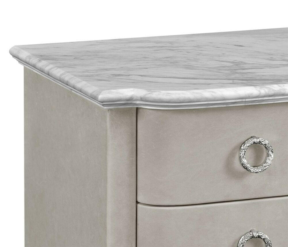 Jonathan Charles Chest of Drawers in Grey Leather.