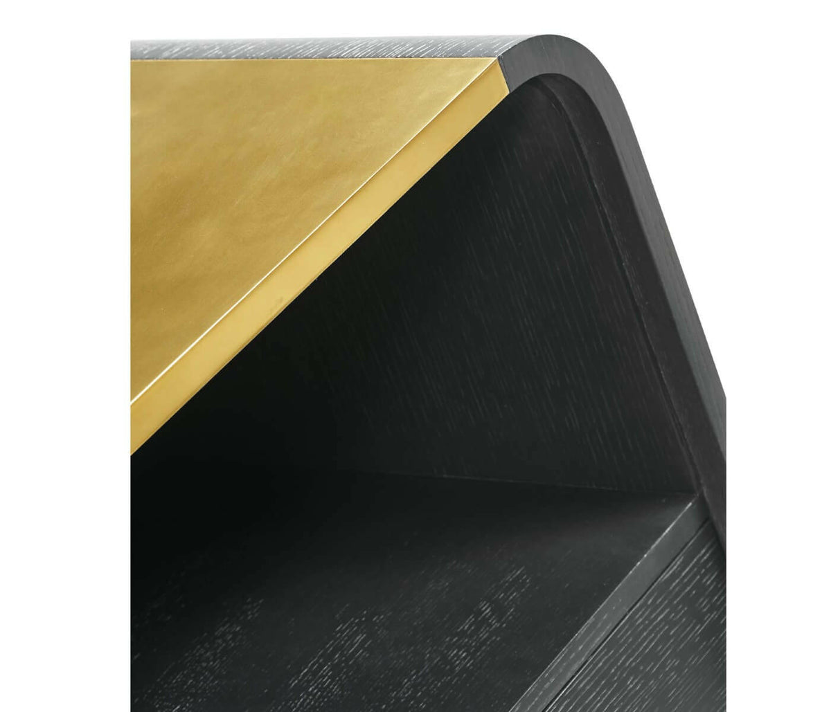 Jonathan Charles Ebonised Oak Curved Bedside Cabinet.