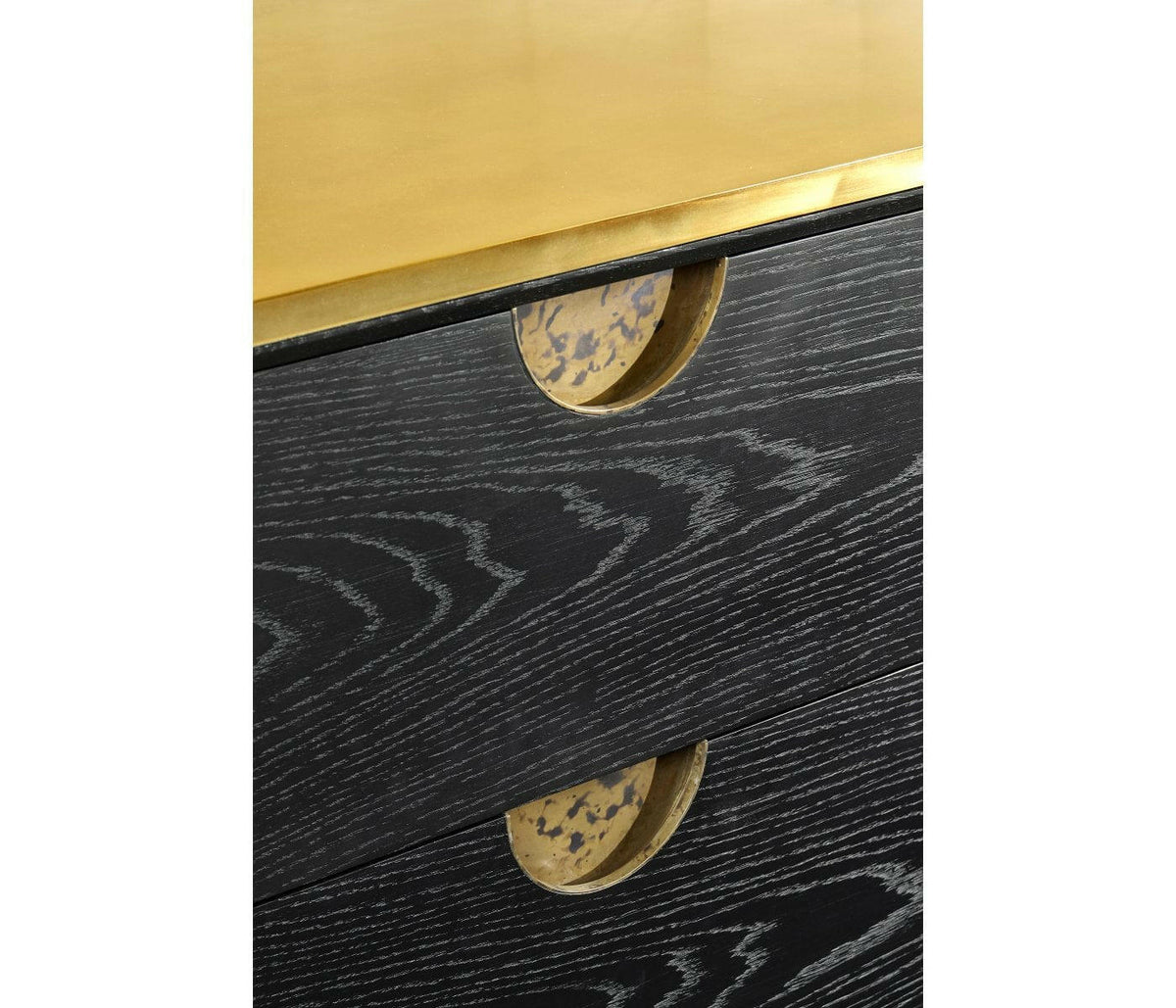 Jonathan Charles Ebonised Oak Curved Dresser with 6 Drawers.