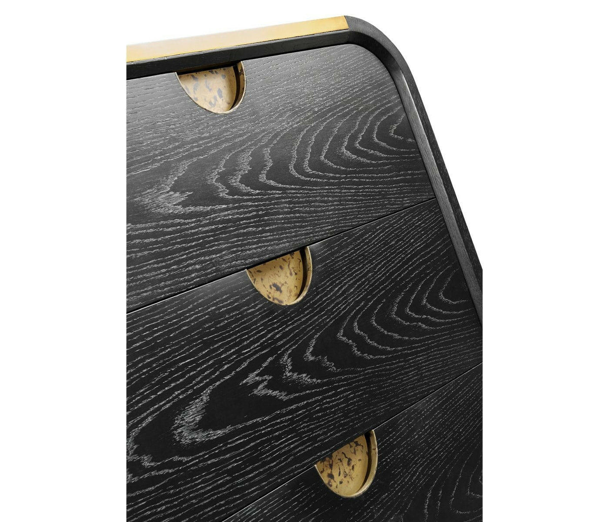 Jonathan Charles Ebonised Oak Curved Dresser with 6 Drawers.