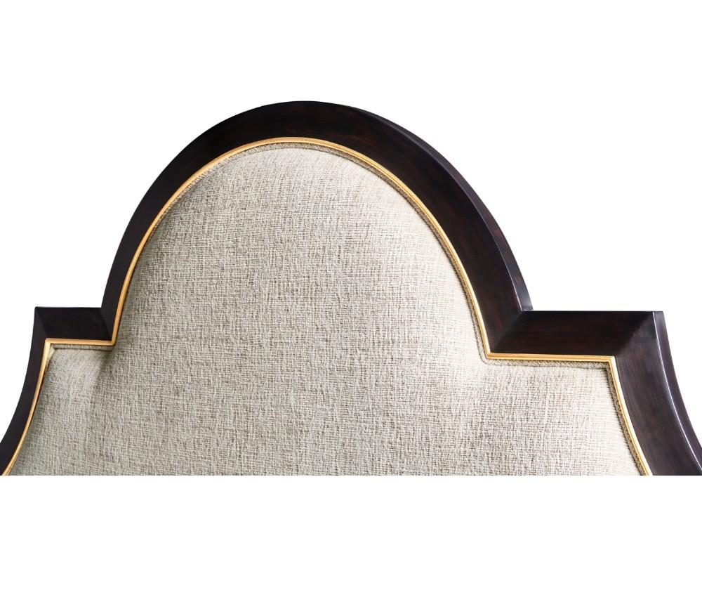 Jonathan Charles Four Poster Ebonised & Gilded Uk Super King Bed Upholstered in Shambala F400.