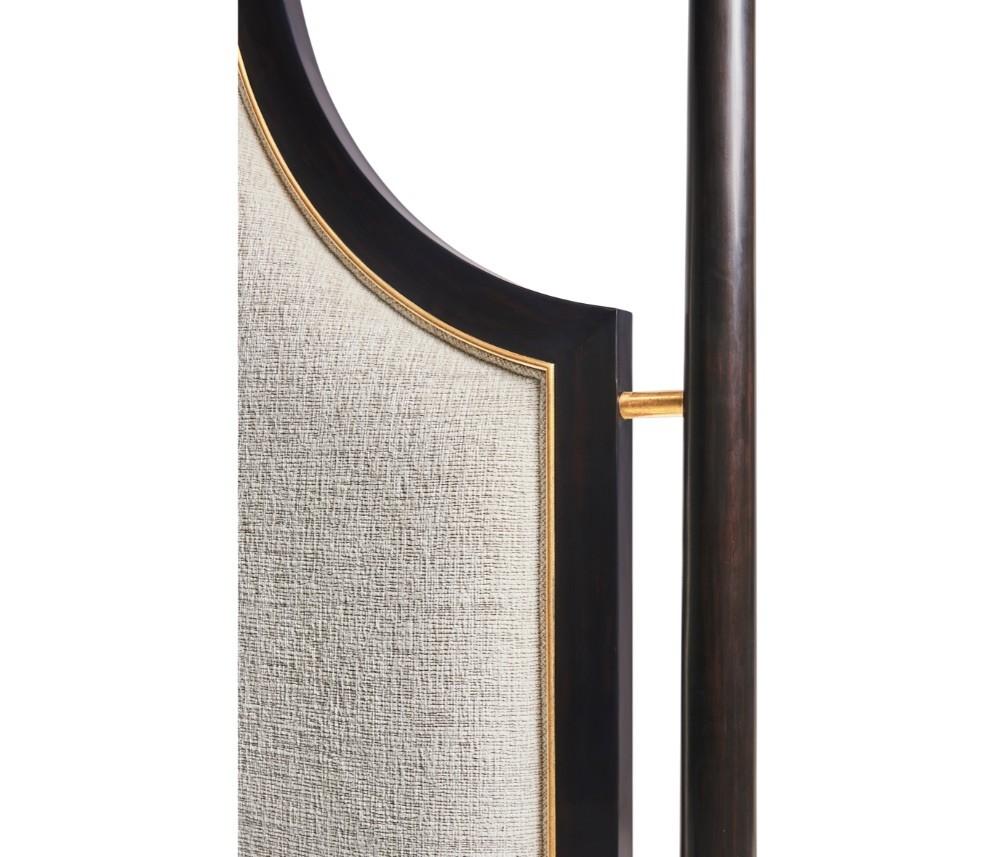 Jonathan Charles Four Poster Ebonised & Gilded Uk Super King Bed Upholstered in Shambala F400.