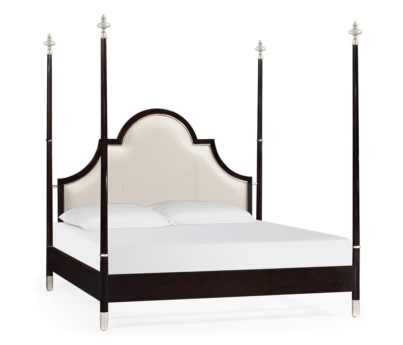 Jonathan Charles Sleeping Jonathan Charles Four Poster Ebonised & Silver-leaf Uk King Bed House of Isabella UK