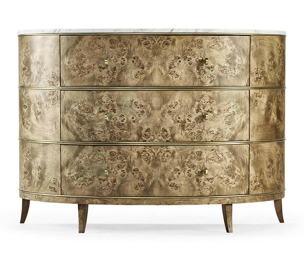 Jonathan Charles Golden Amber Demilune Chest of Drawers - Calacatta.