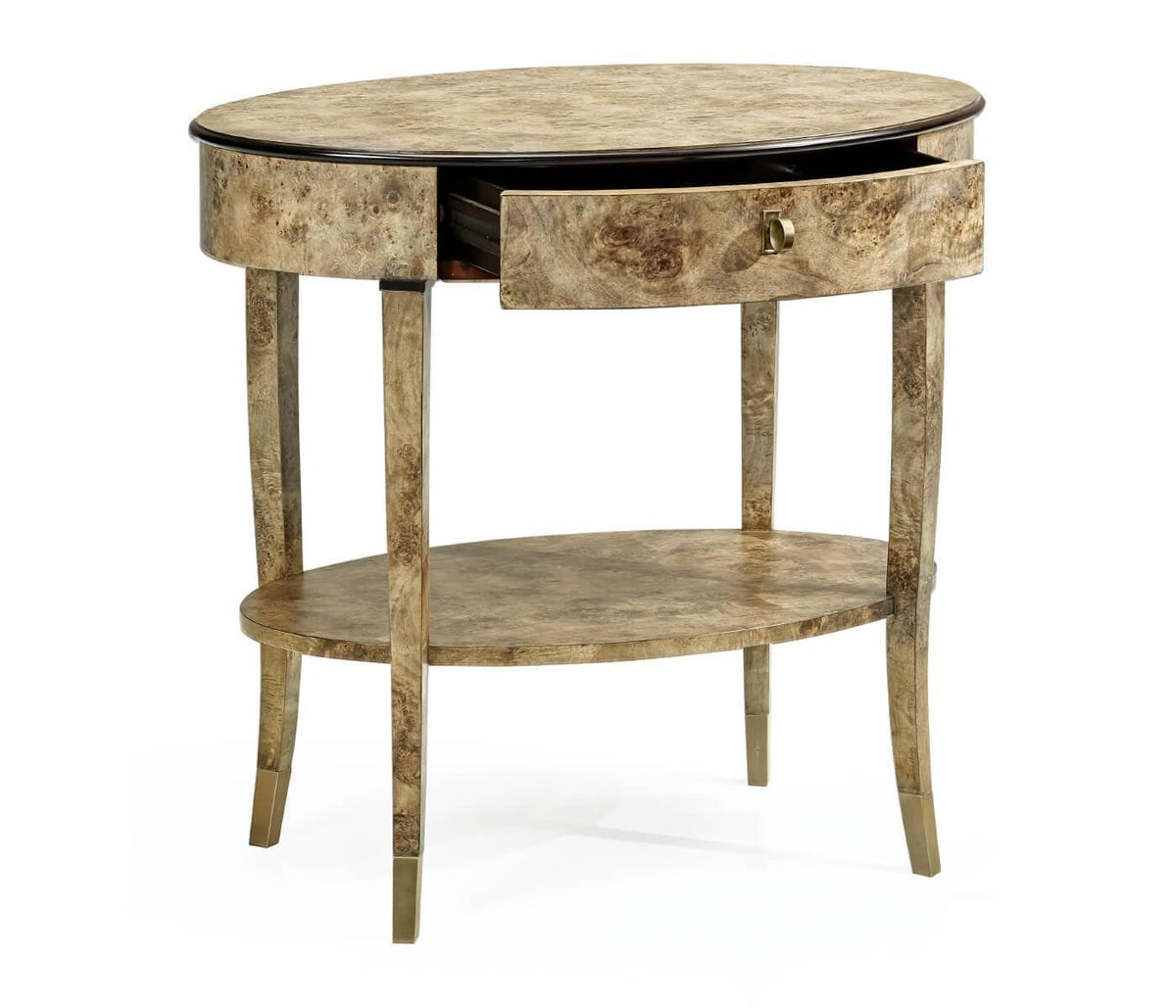 Jonathan Charles Golden Amber Oval Bedside Table.