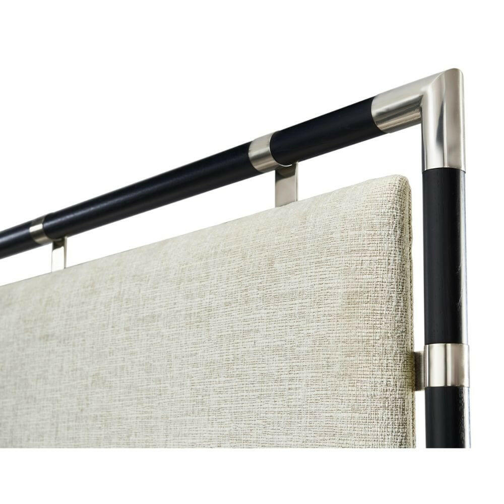 Jonathan Charles King Bed Frame Military in Oak - Shambala Fabric.