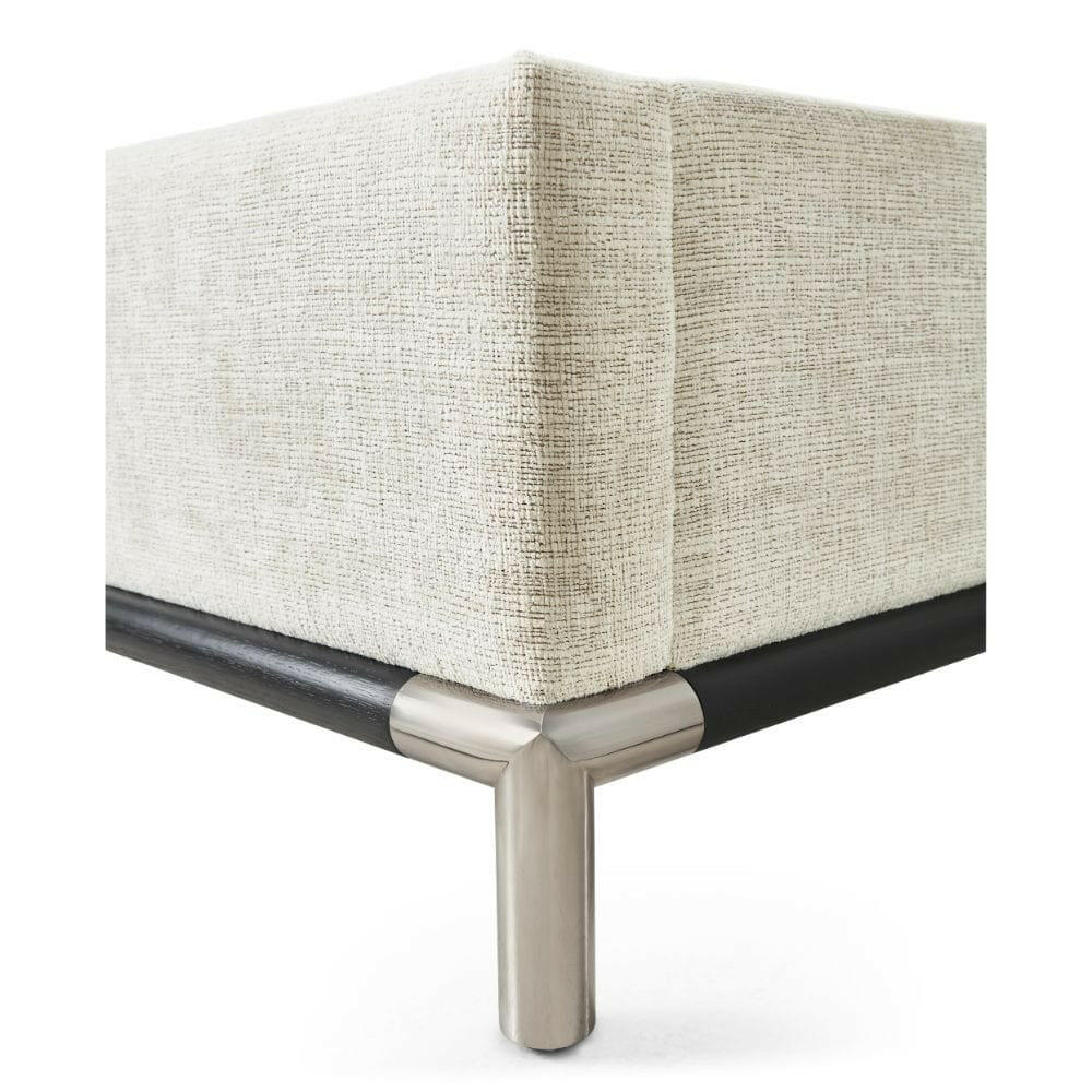 Jonathan Charles King Bed Frame Military in Oak - Shambala Fabric.