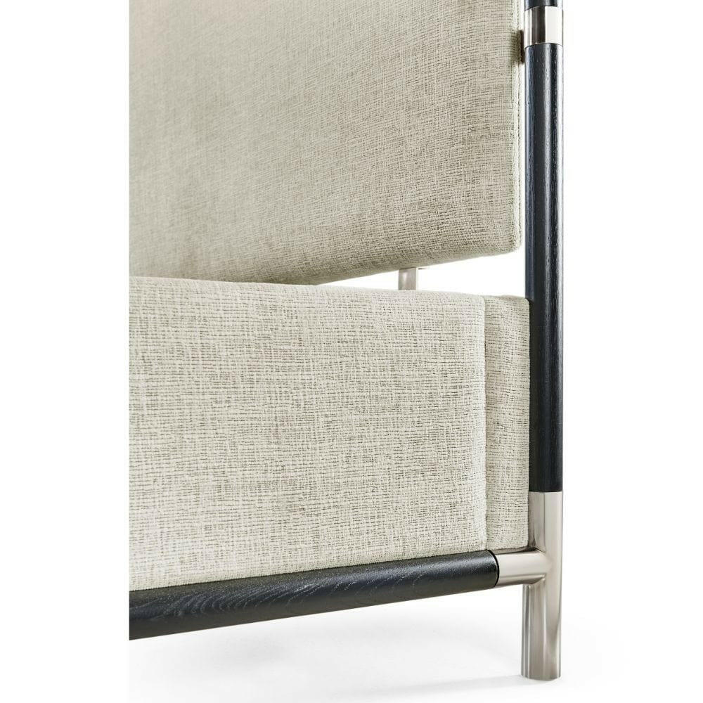 Jonathan Charles King Bed Frame Military in Oak - Shambala Fabric.