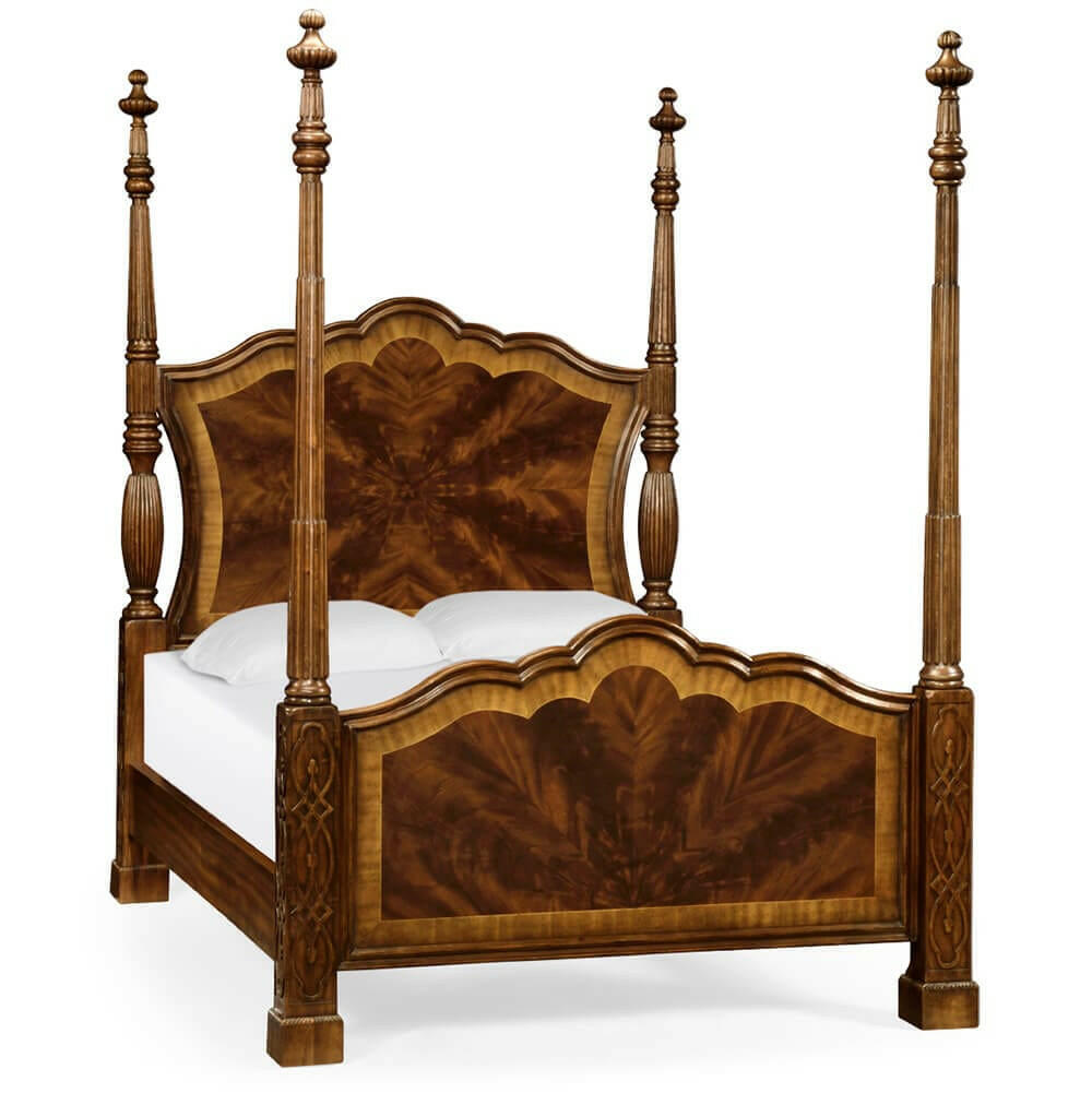 Jonathan Charles King Four Poster Bed Chippendale in Mahogany.