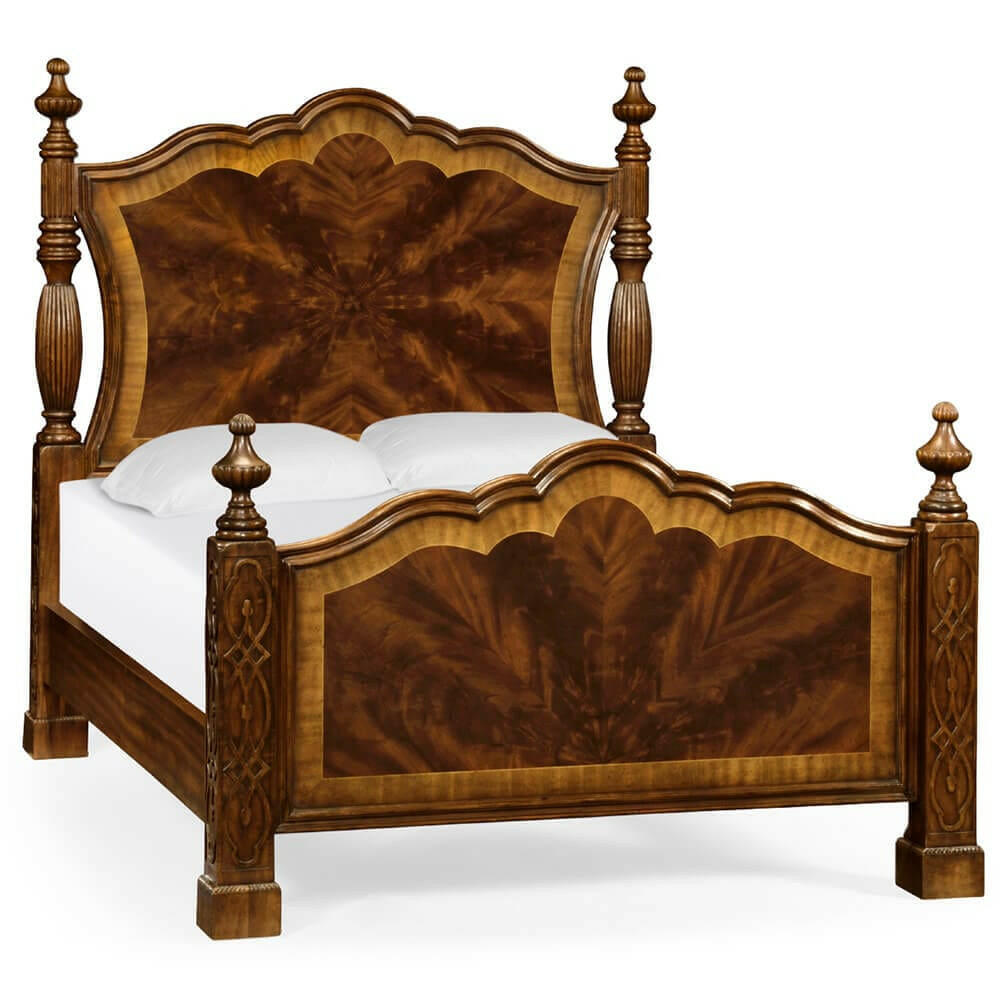 Jonathan Charles King Four Poster Bed Chippendale in Mahogany.