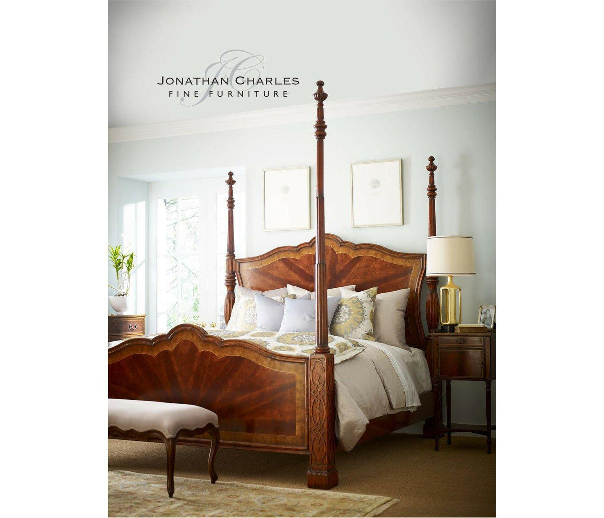 Jonathan Charles King Four Poster Bed Chippendale in Mahogany.