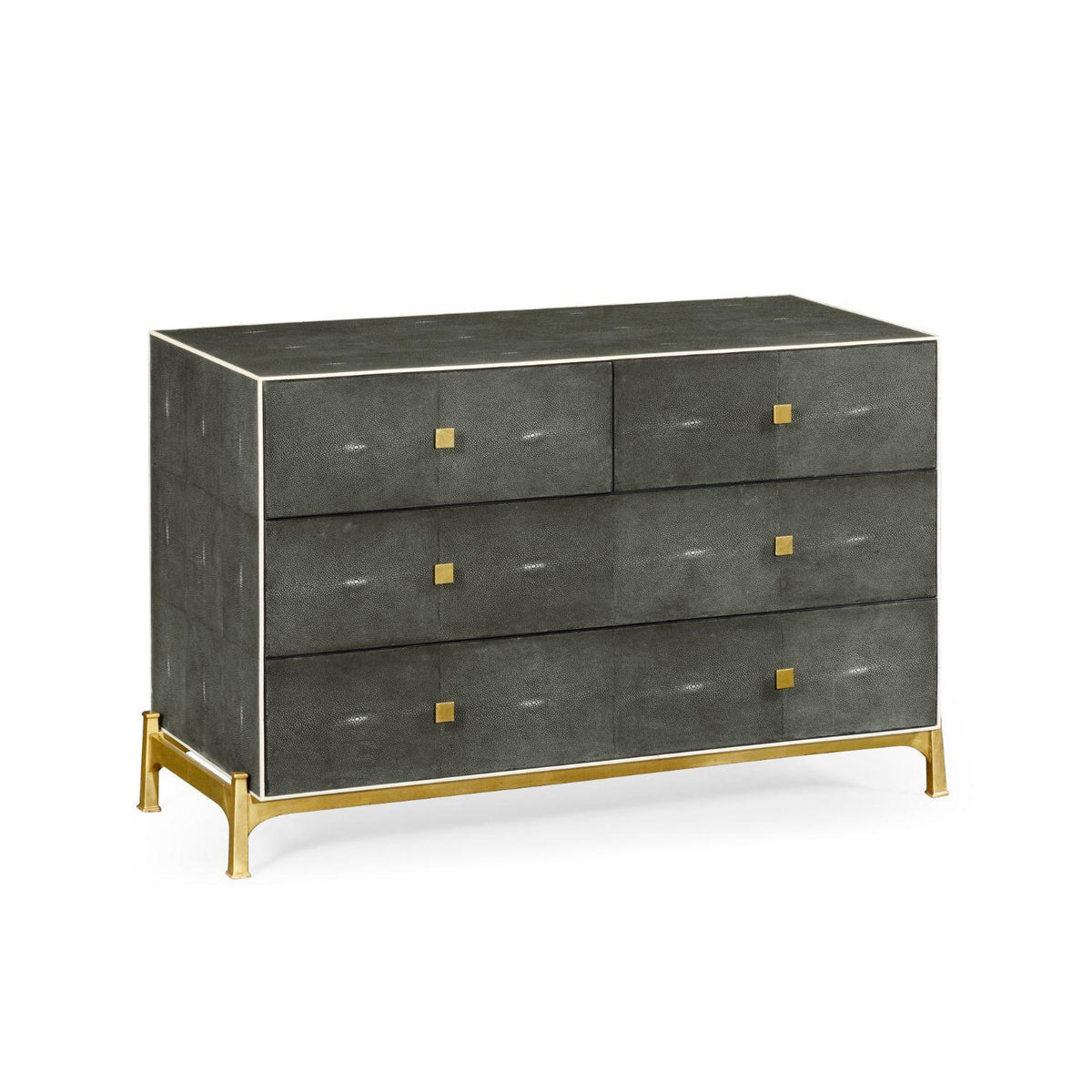 Jonathan Charles Large Chest of Drawers 1930s in Anthracite Shagreen - Gilded.