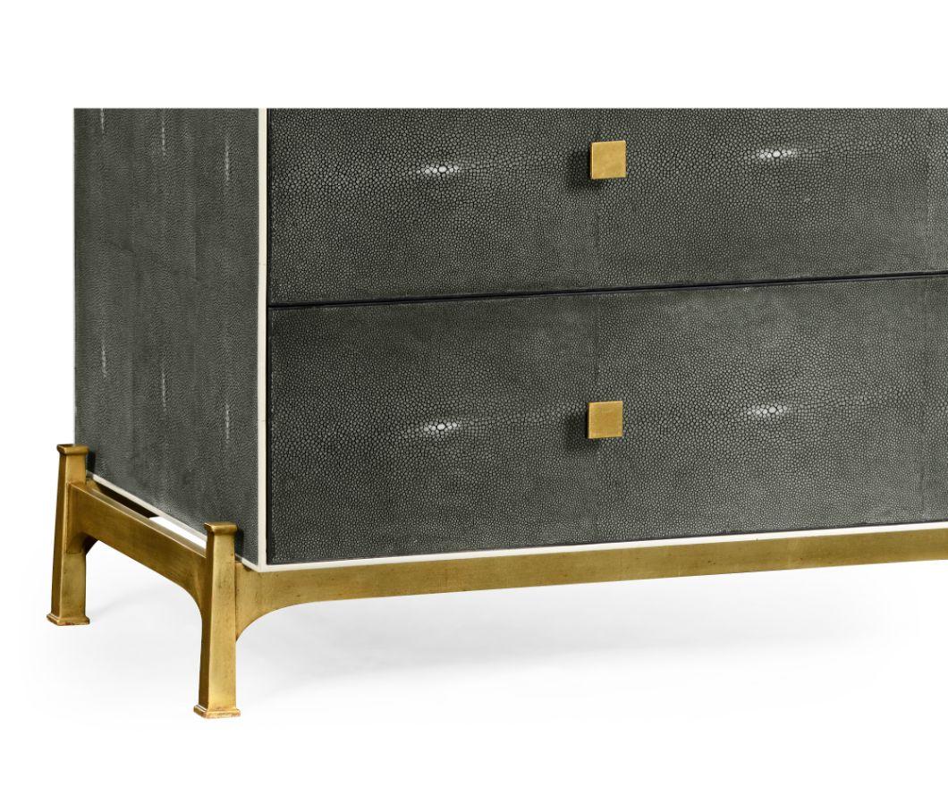 Jonathan Charles Large Chest of Drawers 1930s in Anthracite Shagreen - Gilded.