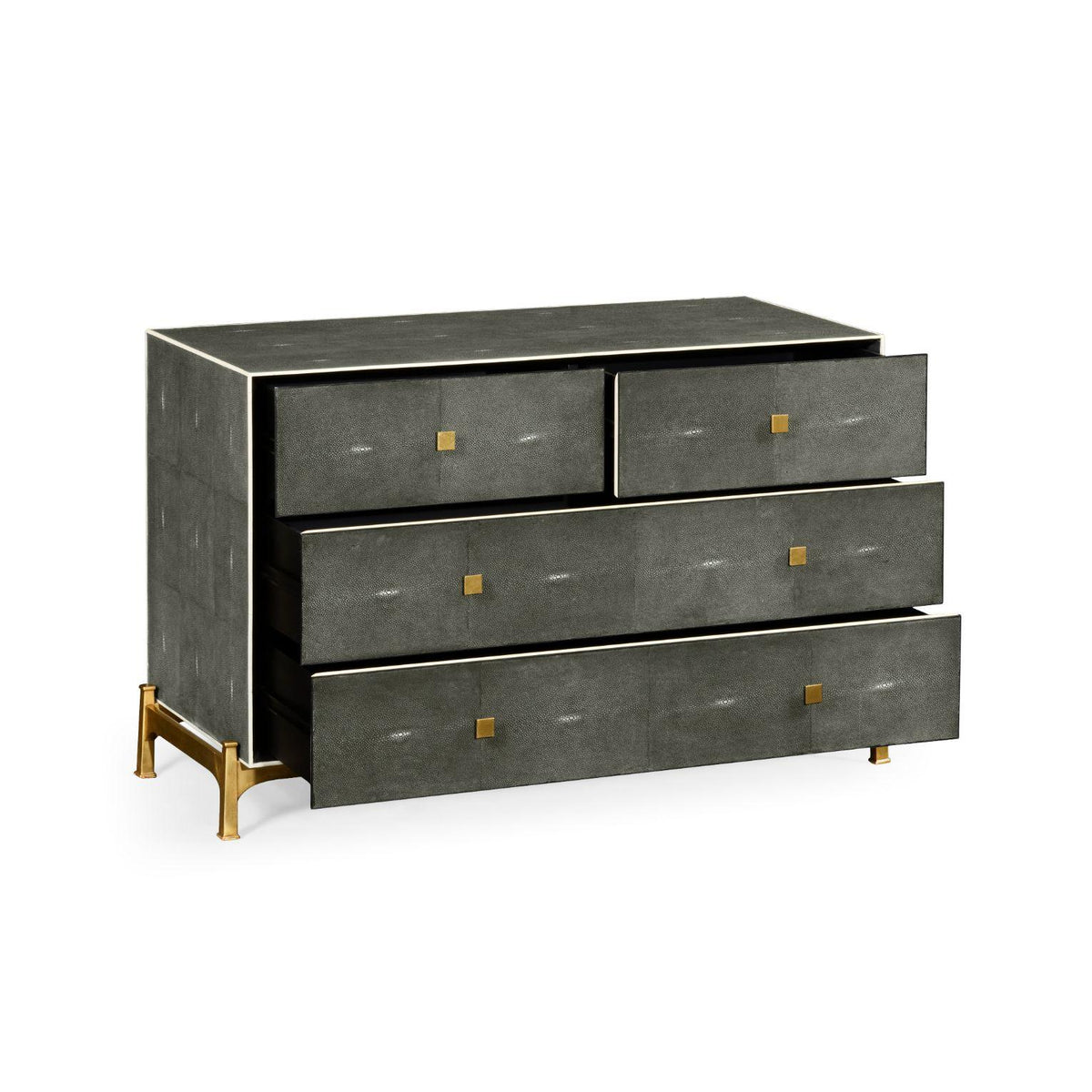 Jonathan Charles Large Chest of Drawers 1930s in Anthracite Shagreen - Gilded.