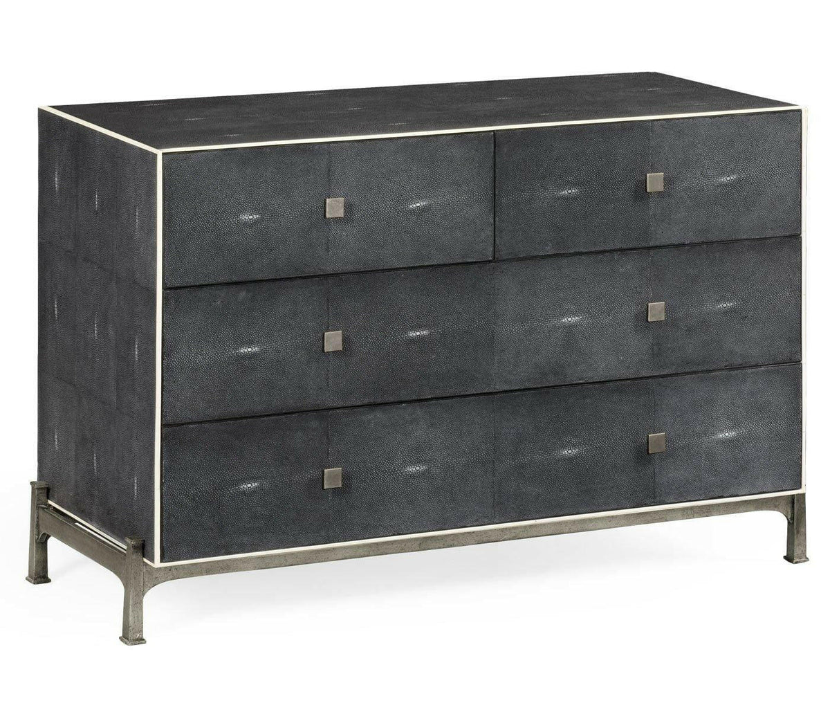Jonathan Charles Large Chest of Drawers 1930s in Anthracite Shagreen - Silver.