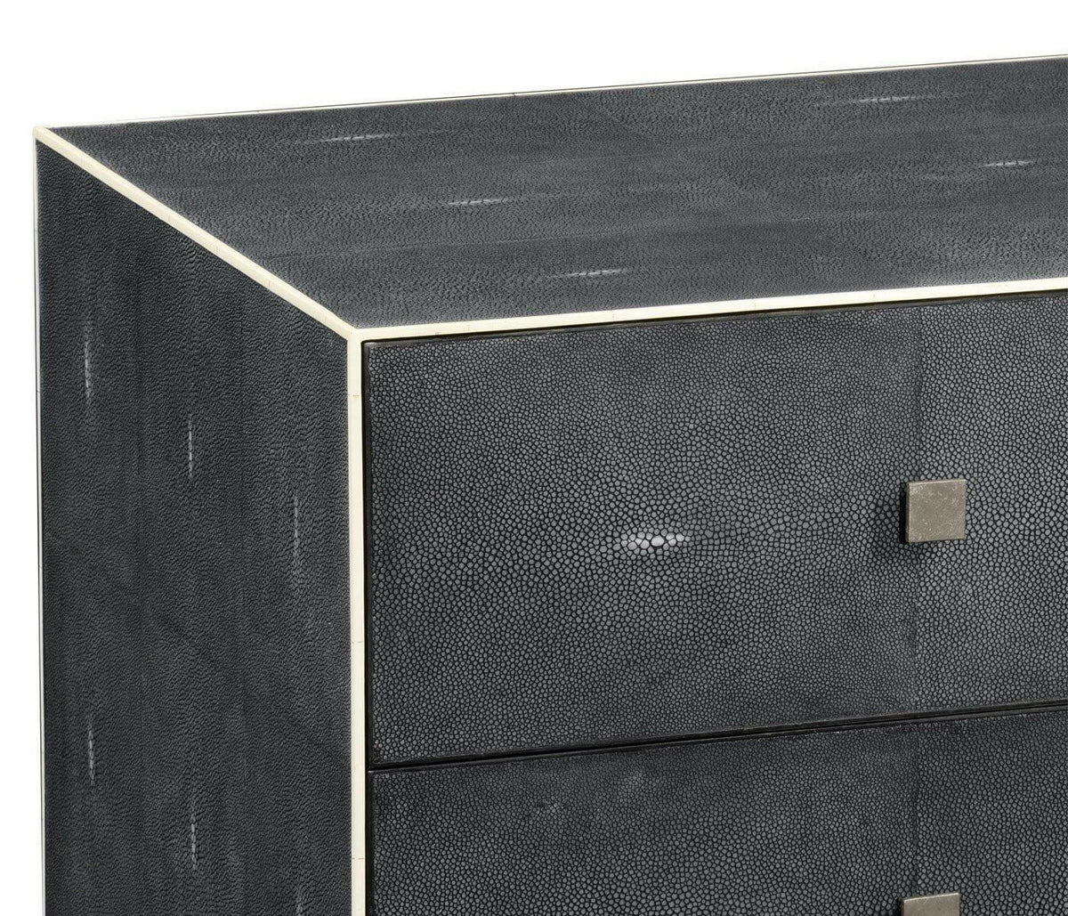 Jonathan Charles Large Chest of Drawers 1930s in Anthracite Shagreen - Silver.