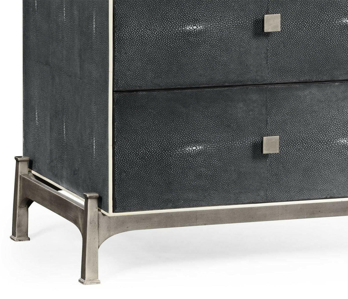 Jonathan Charles Large Chest of Drawers 1930s in Anthracite Shagreen - Silver.