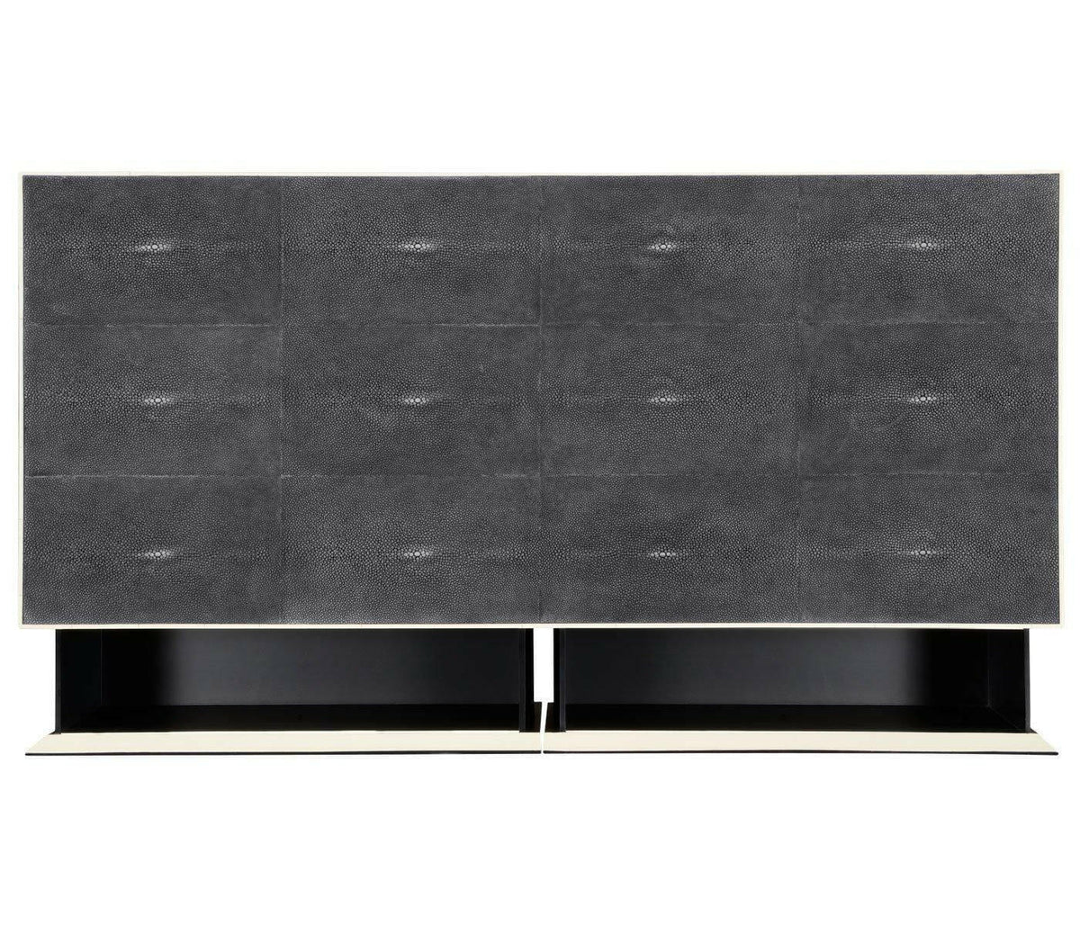 Jonathan Charles Large Chest of Drawers 1930s in Anthracite Shagreen - Silver.